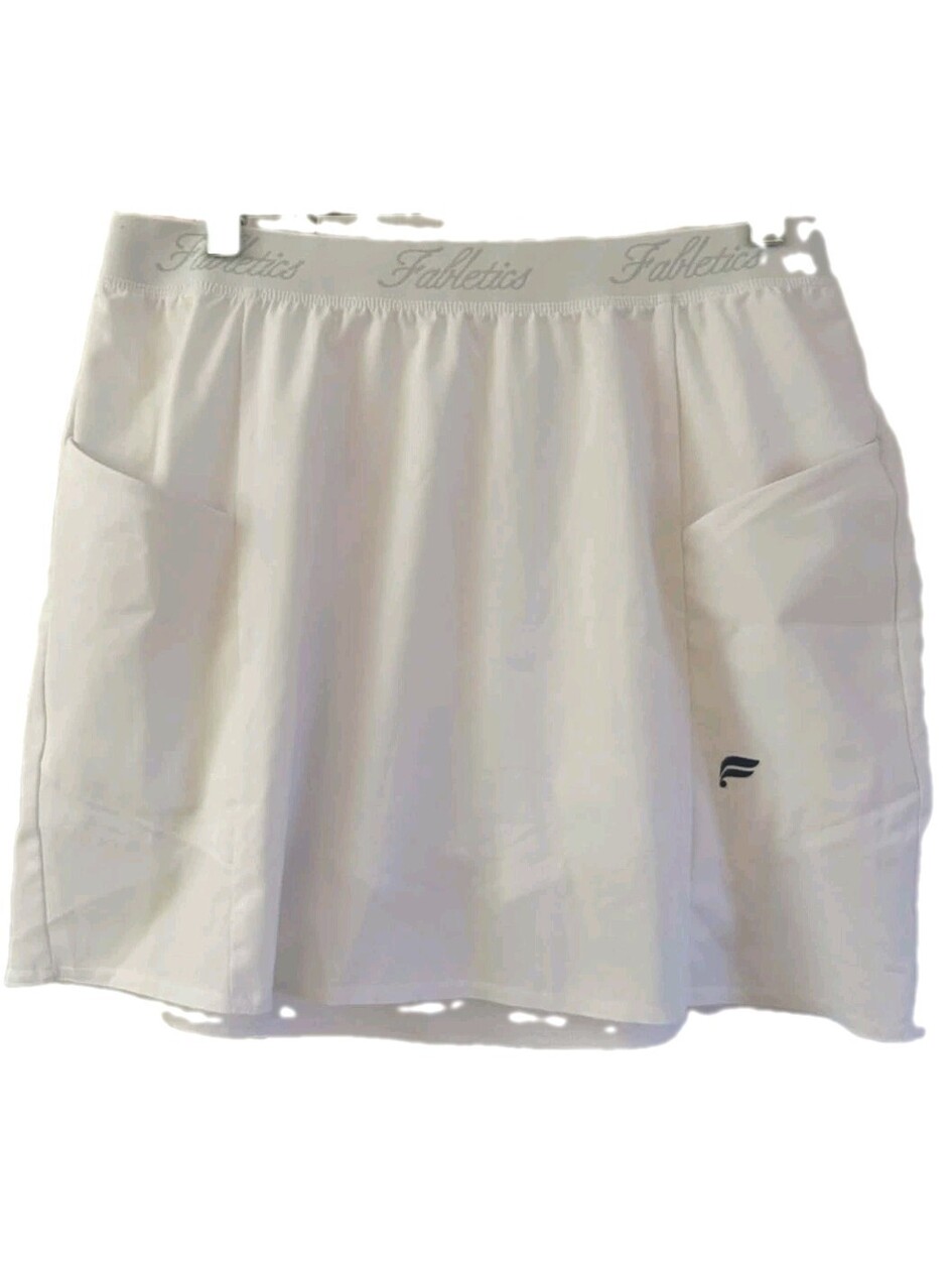 Fabletics White Athletic Skort Women's Size L Woven Pocket Tennis Golf Skirt